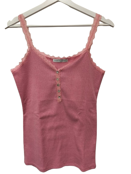 Camiseta lencera de tirantes con puntilla