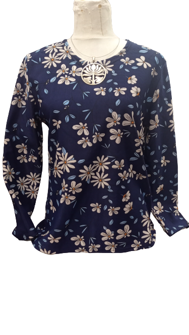 Camiseta termica azul estampado de Margaritas