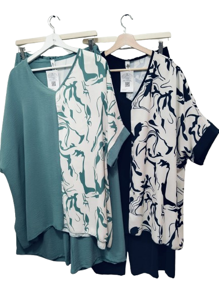 Conjunto de blusa y pantalon palazzo para tallas grandes