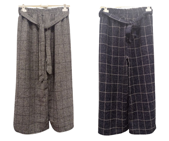 Pantalon de cuadros amplios en raya de corte Palazzo