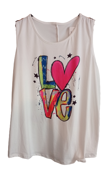 Camiseta LO-VE blanca de tirantes para tallas grandes