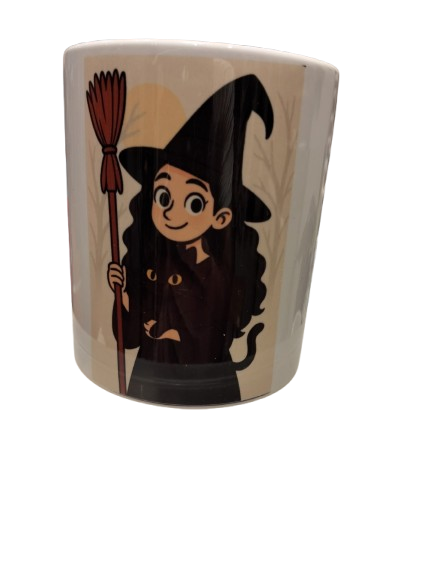 Taza ceramica con Bruja y su gato