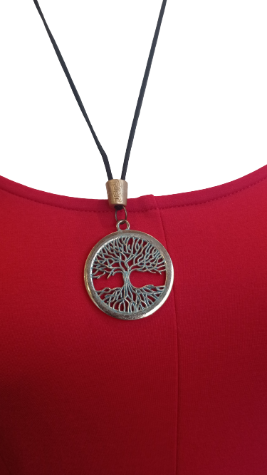 Collar corto, filigrana, con árbol de la vida enmarcado
