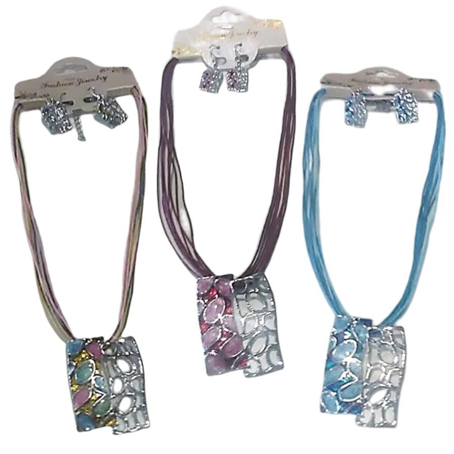 Collar gargantilla doble rectángulo, filigrana y colores