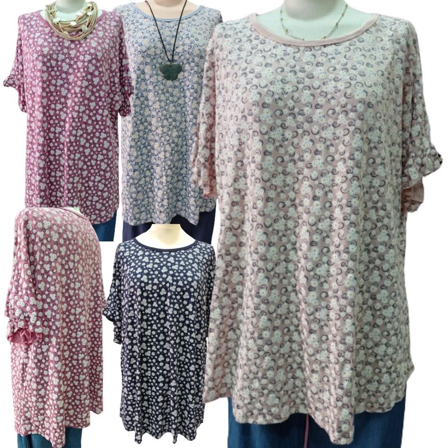 Blusa estampada de flores pequeñas, tallas grandes