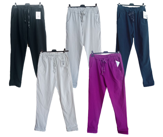 Pantalon colores lisos de cintura elastica