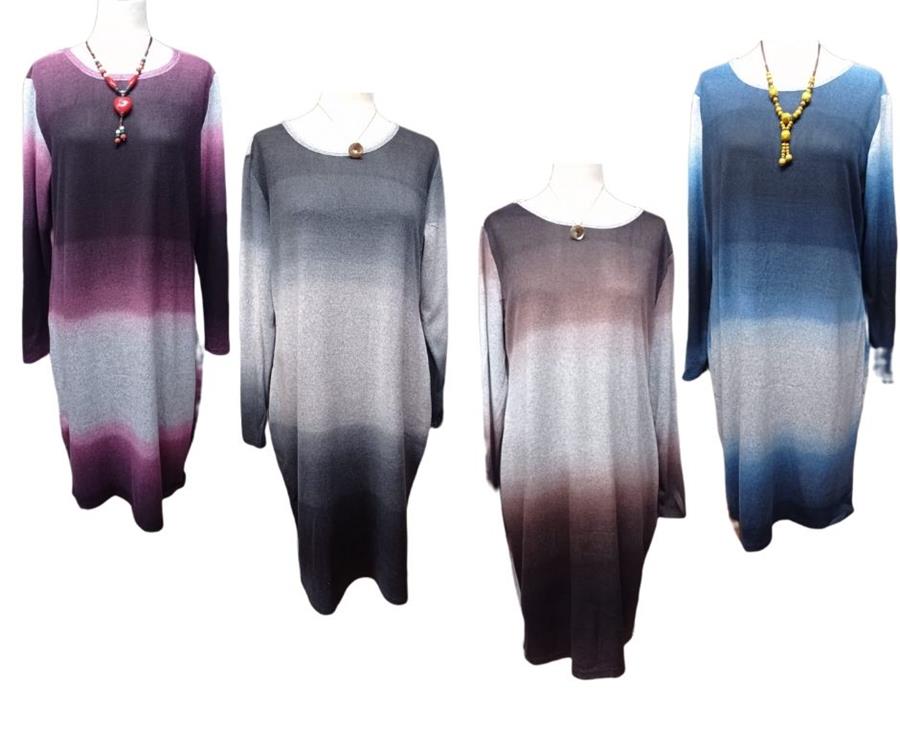 Vestido cálido y suave con franjas para tallas grandes