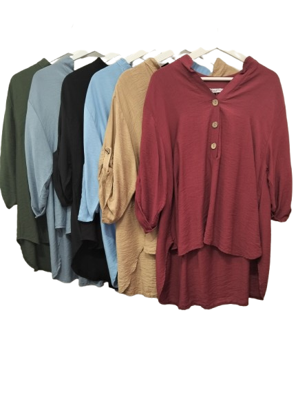 Blusa de manga recogida en viscosa
