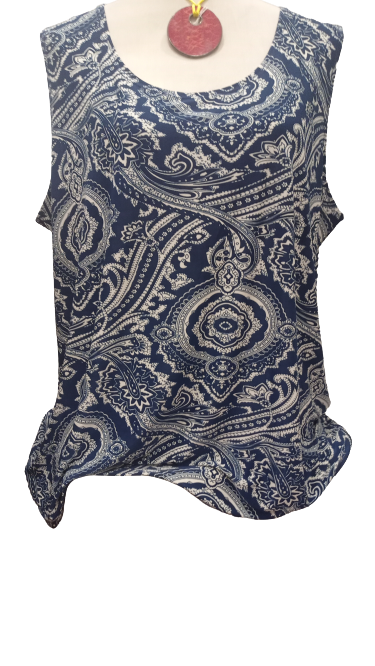 Camiseta Azul en tirantes y estampado Paisley