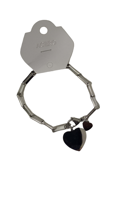 Pulsera de cadena con dos corazones