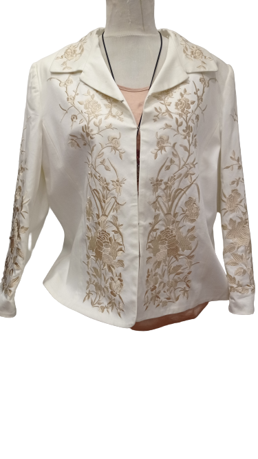 Chaqueta mujer americana blanca con bordado oro 