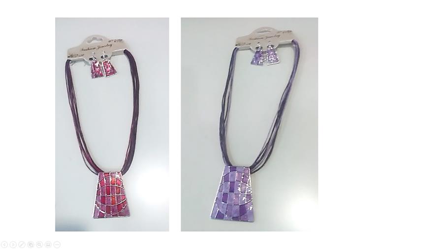 Juego collar gargantilla y pendientes, con trapecio "trencadis" 