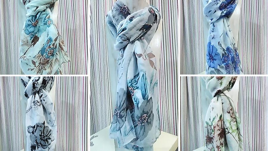 Pashminas estampada, flores grandes y pequeñas
