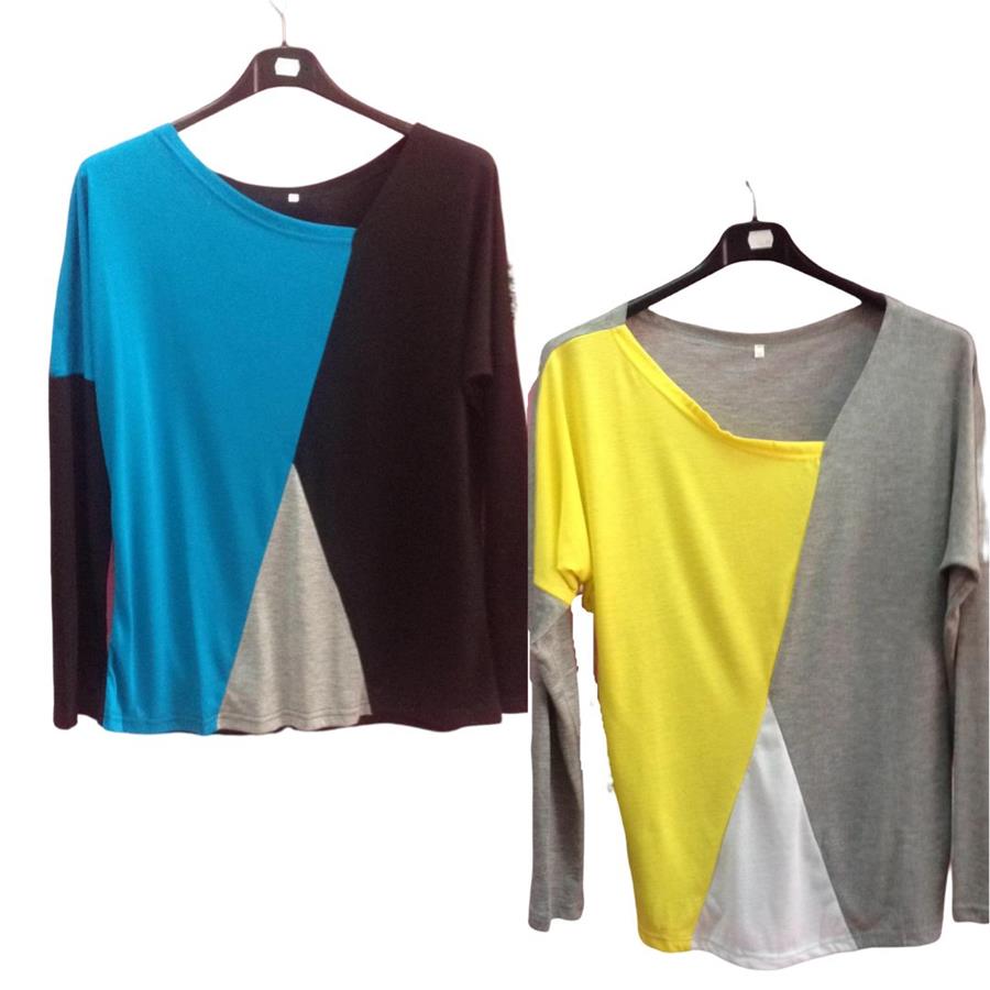 Camiseta tricolor, en disposición triangular irregular