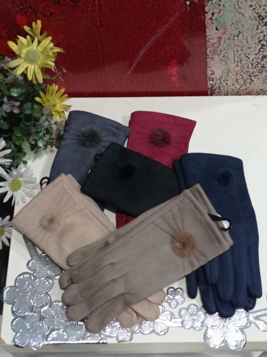Guantes polares, táctiles, con borla estrechando triple pespunte