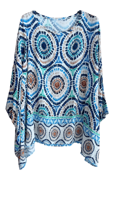 Blusón holgado, estampado inspiración mandala, tallas grandes
