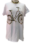 Camiseta básica, algodón, con bicicleta animal-print