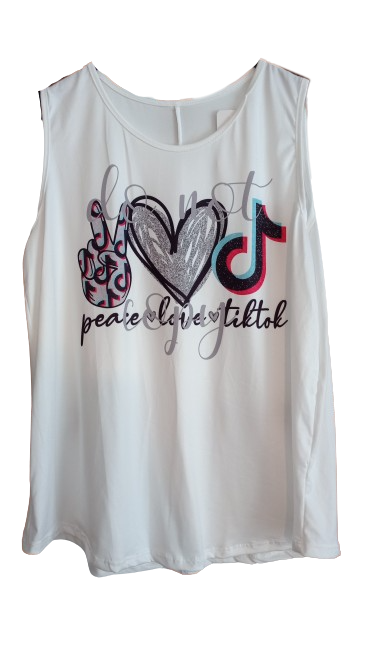 Camiseta básica Paz y Amor, de tirantes blanca.