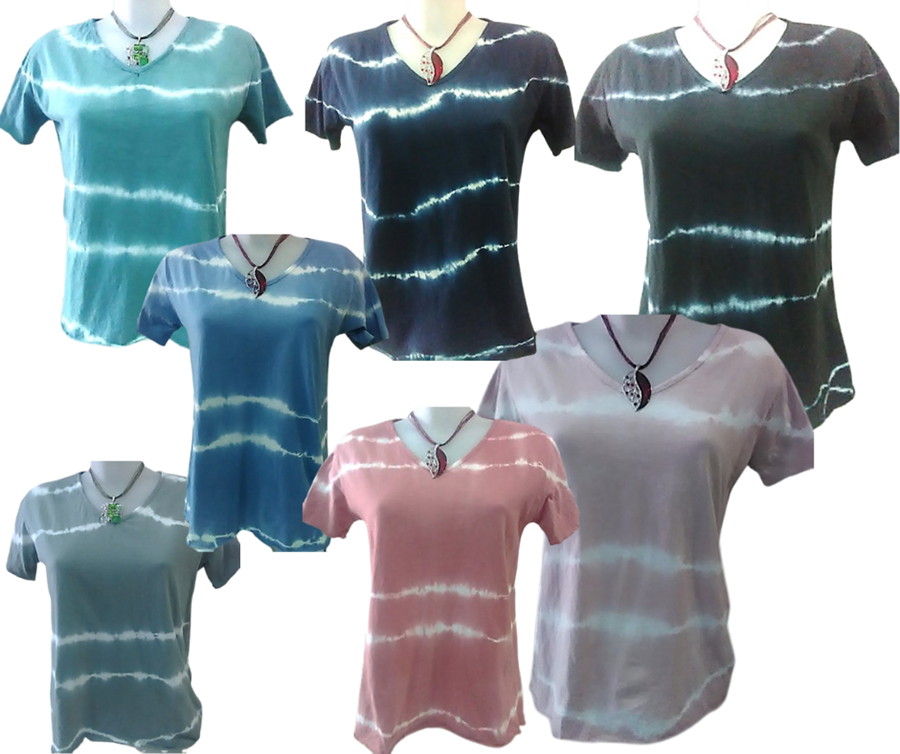 Camiseta tie-dye diversos colores, cuello en V