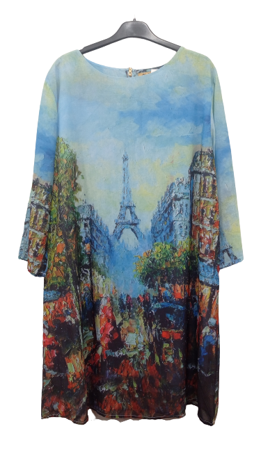Vestido recto tipo tunica estampado de Torre Eiffel de Paris