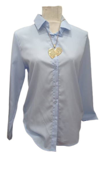Camisa de algodon de corte clasico en color azul