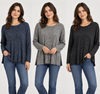 Jersey de mujer color liso con relieves verticales | 55-6-025-55-1690 | Ropa y complementos para todas, tallas grandes, moda casual, elegante y cómoda.