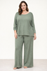Conjunto de Jersey y Pantalon Palazzo verde agua | 139-66-008-1-3990 | Ropa y complementos para todas, tallas grandes, moda casual, elegante y cómoda.