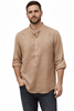 Camisa de Hombre color marron claro con cuello Mao y manga regulable | 85-44-025-28-2590 | Ropa y complementos para todas, tallas grandes, moda casual, elegante y cómoda.