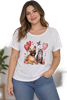 Camiseta blanca de manga corta con Dibujos Fantasia | 33-2-114-99-1122 | Ropa y complementos para todas, tallas grandes, moda casual, elegante y cómoda.