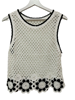 Chaleco camiseta punto Croché blanco y flores negras | 59-3-068-43-1799 | Ropa y complementos para todas, tallas grandes, moda casual, elegante y cómoda.