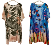 Vestido estampado largo veraniego manga corta | 108-1-030-1-3190 | Ropa y complementos para todas, tallas grandes, moda casual, elegante y cómoda.