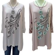 Blusón camiseta evasé, bajo irregular, manga larga | 502515 | Ropa y complementos para todas, tallas grandes, moda casual, elegante y cómoda.