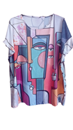 Camiseta manga corta estampado Cubista | 58-2-016-1-1590 | Ropa y complementos para todas, tallas grandes, moda casual, elegante y cómoda.