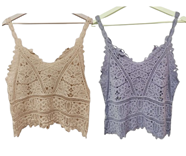 Top de tirante fino con encaje de croché | 49-3-073-43-1528 | Ropa y complementos para todas, tallas grandes, moda casual, elegante y cómoda.