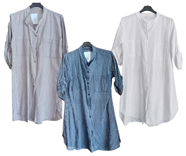 Vestido camisero de algodón de manga larga "Rayas" | 75-4-001-7-2190 | Ropa y complementos para todas, tallas grandes, moda casual, elegante y cómoda.