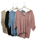 Blusa abotonada evasé con 1 botón. Manga larga recogida | 58-3-057-1-1790 | Ropa y complementos para todas, tallas grandes, moda casual, elegante y cómoda.