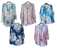 Blusa manga larga cuello V, estampado "Manchas" | 75-3-003-4-2190 | Ropa y complementos para todas, tallas grandes, moda casual, elegante y cómoda.