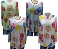 Jersey camiseta V, con círculos | 502494 | Ropa y complementos para todas, tallas grandes, moda casual, elegante y cómoda.