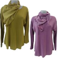 Camiseta manga larga,cuello redondo, con foulard | 452339 | Ropa y complementos para todas, tallas grandes, moda casual, elegante y cómoda.