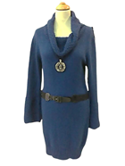 Vestido punto, cálido, cuello doble desbocado. Cinturón incluido | 001122 | Ropa y complementos para todas, tallas grandes, moda casual, elegante y cómoda.