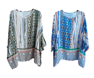 Blusa amplia estampada con triángulos en rayas | 95-3-015-11-2690 | Ropa y complementos para todas, tallas grandes, moda casual, elegante y cómoda.