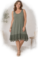 Vestido Largo de tirantes con volantes y puntilla | 50-1-106-1-1596 | Ropa y complementos para todas, tallas grandes, moda casual, elegante y cómoda.