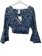 Blusa corta fruncida con manga larga amplia | 50-3-083-78-1590 | Ropa y complementos para todas, tallas grandes, moda casual, elegante y cómoda.