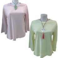 Camiseta lisa, cuello redondo, mangas amplias | 522221 | Ropa y complementos para todas, tallas grandes, moda casual, elegante y cómoda.