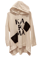 Sudadera blanca con capucha "Karma" | 50-6-063-1-1590 | Ropa y complementos para todas, tallas grandes, moda casual, elegante y cómoda.