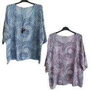 Blusa manga larga 3/4 amplia "Círculos" | 652524 | Ropa y complementos para todas, tallas grandes, moda casual, elegante y cómoda.