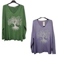 Camiseta mujer cálida cuello V "Árbol de la Vida" | 602557 | Ropa y complementos para todas, tallas grandes, moda casual, elegante y cómoda.