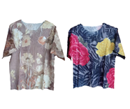 Blusa Arrugada de flores | 00-3-012-10-1290 | Ropa y complementos para todas, tallas grandes, moda casual, elegante y cómoda.