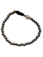 Pulsera para mujer de acero con perlitas de acero y piedra azul | 108362-1 | Ropa y complementos para todas, tallas grandes, moda casual, elegante y cómoda.