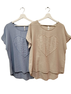 Camiseta manga corta "Corazon" | 59-2-063-78-1890 | Ropa y complementos para todas, tallas grandes, moda casual, elegante y cómoda.